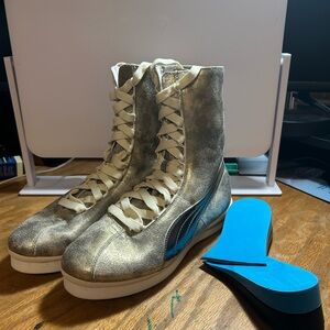 Puma Gold and Silver Sneakers